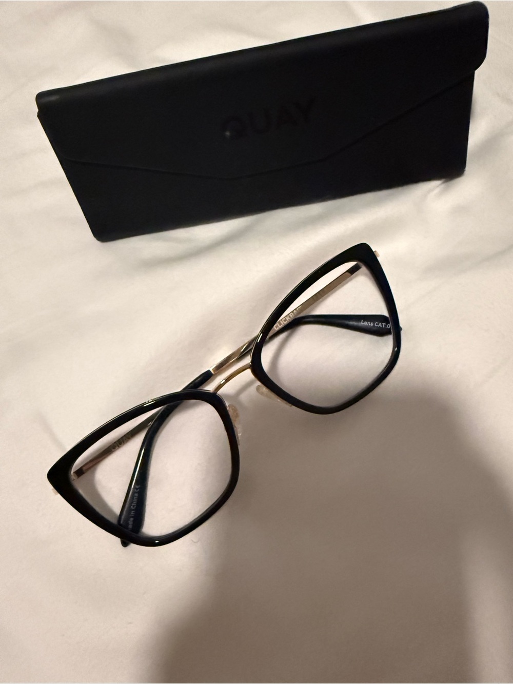 Quay Australia Black and Gold Cat-Eye Glasses